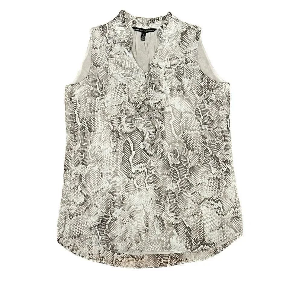 White House Black Market Snake Print Sleeveless Blouse Size 2 - Picture 4 of 12